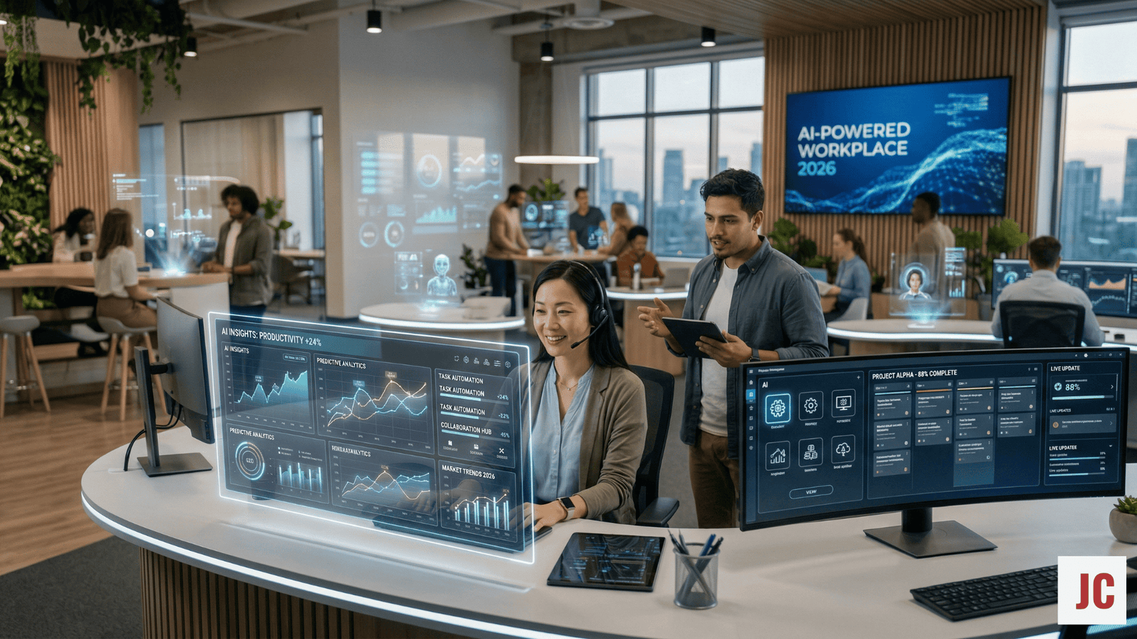 AI transforming the workplace in 2026 with automation and productivity tools