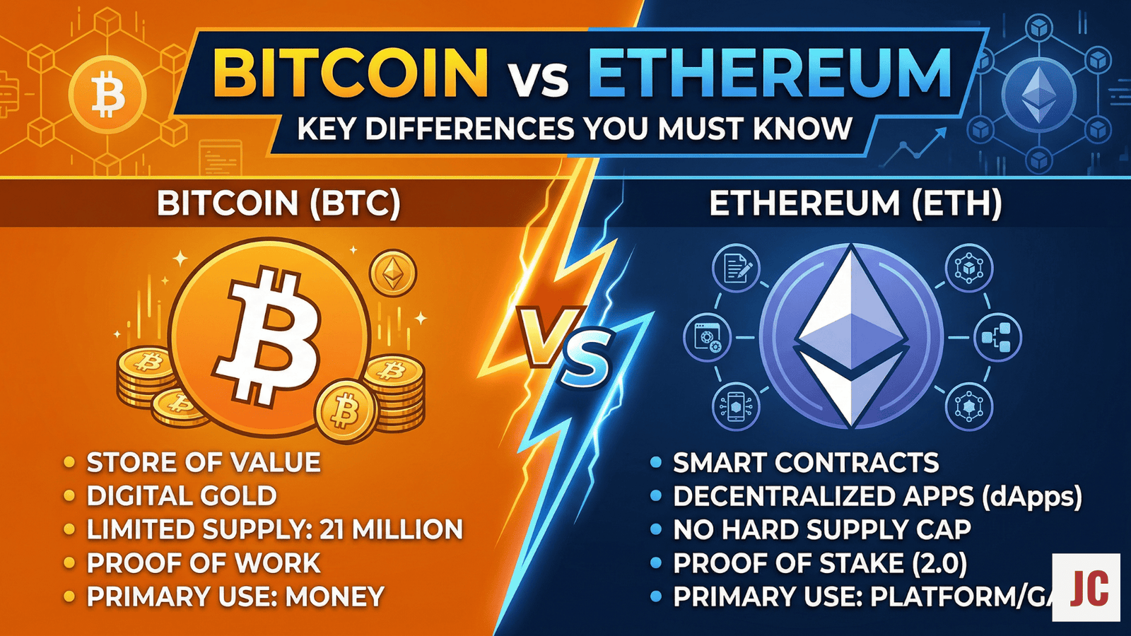 Bitcoin vs Ethereum comparison chart